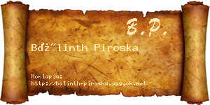 Bálinth Piroska névjegykártya